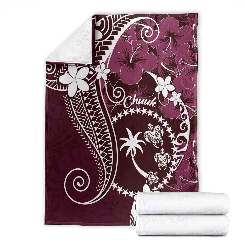 FSM Chuuk Blanket Turtle Tropical Flowers Polynesian - Pink