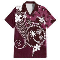 FSM Chuuk Family Matching Long Sleeve Bodycon Dress and Hawaiian Shirt Turtle Tropical Flowers Polynesian - Pink LT14 Dad's Shirt - Short Sleeve Pink - Polynesian Pride