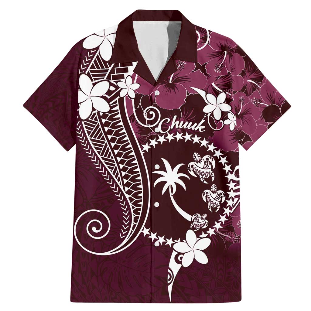 FSM Chuuk Family Matching Mermaid Dress and Hawaiian Shirt Turtle Tropical Flowers Polynesian - Pink LT14 Dad's Shirt - Short Sleeve Pink - Polynesian Pride