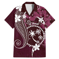 FSM Chuuk Family Matching Mermaid Dress and Hawaiian Shirt Turtle Tropical Flowers Polynesian - Pink LT14 Dad's Shirt - Short Sleeve Pink - Polynesian Pride