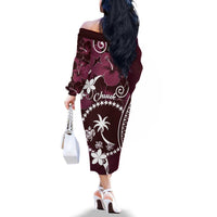 FSM Chuuk Family Matching Off The Shoulder Long Sleeve Dress and Hawaiian Shirt Turtle Tropical Flowers Polynesian - Pink LT14 - Polynesian Pride