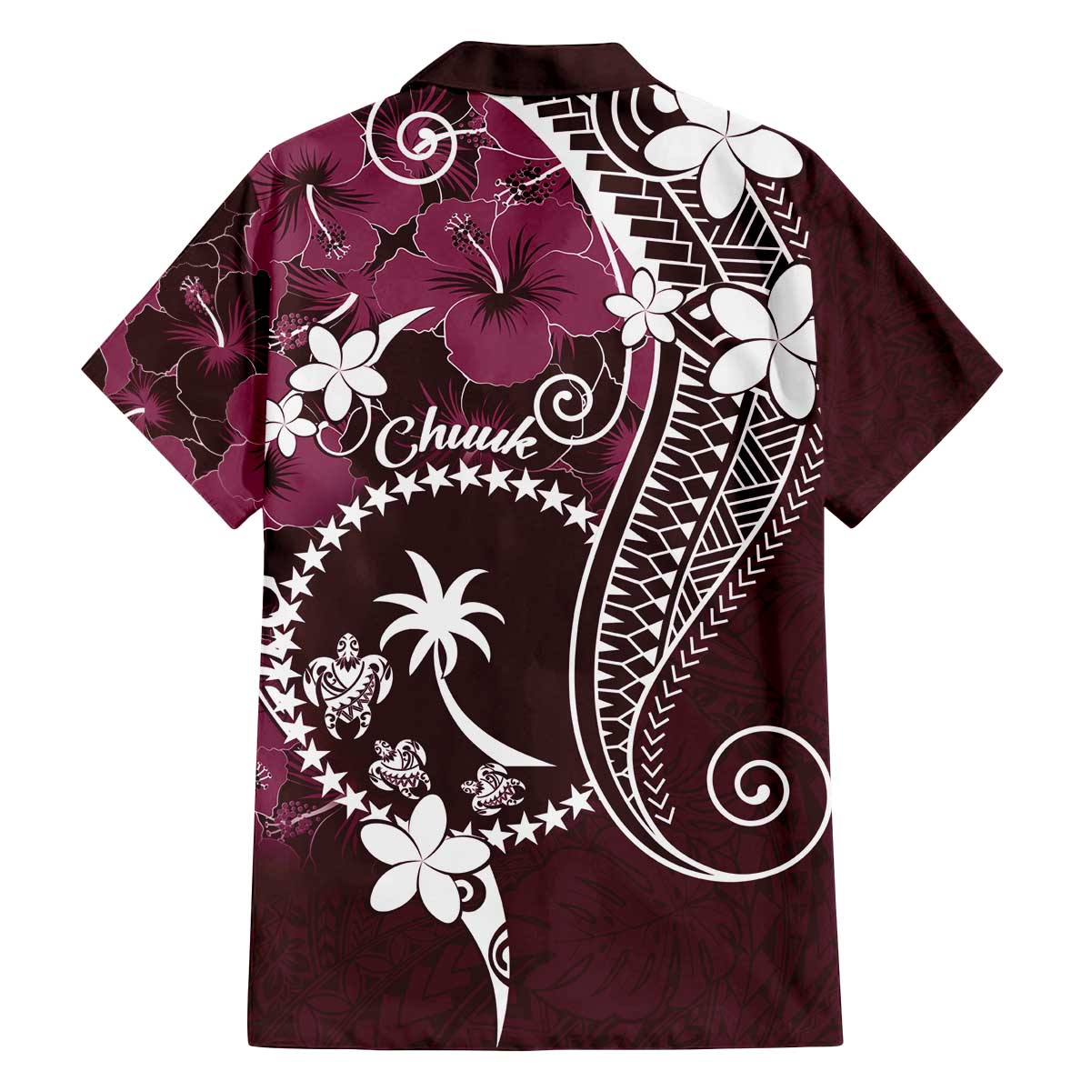 FSM Chuuk Family Matching Off Shoulder Short Dress and Hawaiian Shirt Turtle Tropical Flowers Polynesian - Pink LT14 - Polynesian Pride