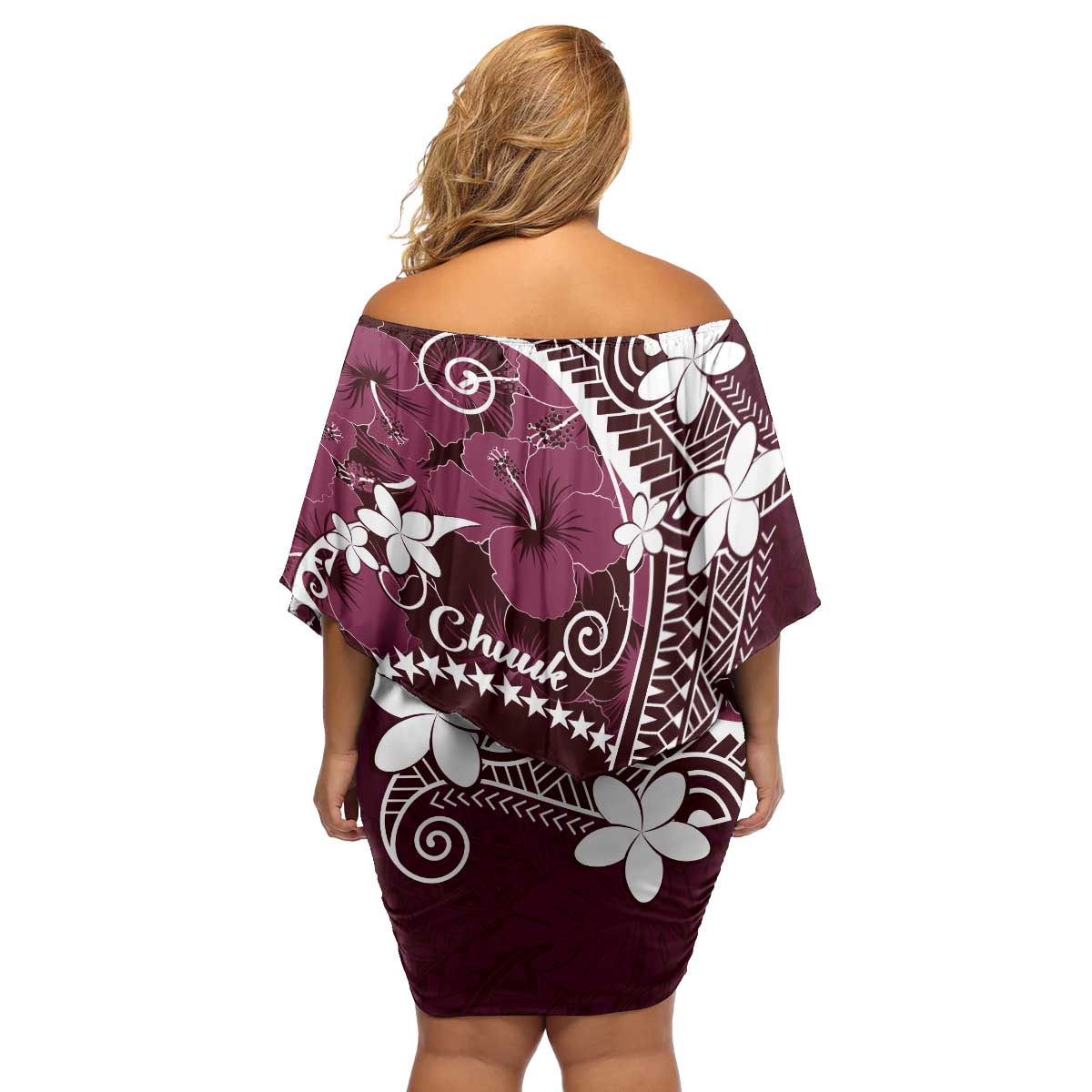 FSM Chuuk Family Matching Off Shoulder Short Dress and Hawaiian Shirt Turtle Tropical Flowers Polynesian - Pink LT14 - Polynesian Pride