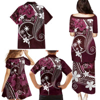 FSM Chuuk Family Matching Puletasi and Hawaiian Shirt Turtle Tropical Flowers Polynesian - Pink LT14 - Polynesian Pride