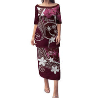 FSM Chuuk Family Matching Puletasi and Hawaiian Shirt Turtle Tropical Flowers Polynesian - Pink LT14 Mom's Dress Pink - Polynesian Pride