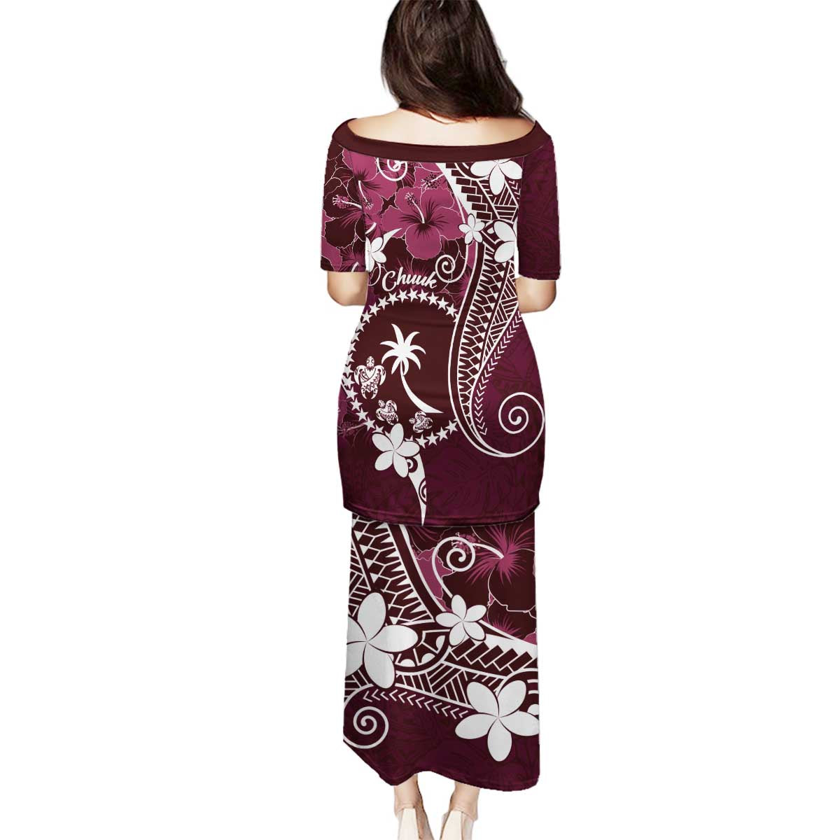 FSM Chuuk Family Matching Puletasi and Hawaiian Shirt Turtle Tropical Flowers Polynesian - Pink LT14 - Polynesian Pride