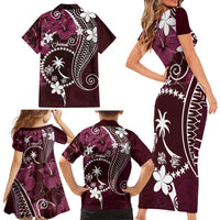 FSM Chuuk Family Matching Short Sleeve Bodycon Dress and Hawaiian Shirt Turtle Tropical Flowers Polynesian - Pink LT14 - Polynesian Pride
