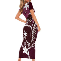 FSM Chuuk Family Matching Short Sleeve Bodycon Dress and Hawaiian Shirt Turtle Tropical Flowers Polynesian - Pink LT14 - Polynesian Pride