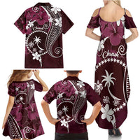 FSM Chuuk Family Matching Summer Maxi Dress and Hawaiian Shirt Turtle Tropical Flowers Polynesian - Pink LT14 - Polynesian Pride