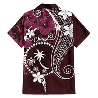 FSM Chuuk Family Matching Summer Maxi Dress and Hawaiian Shirt Turtle Tropical Flowers Polynesian - Pink LT14 - Polynesian Pride
