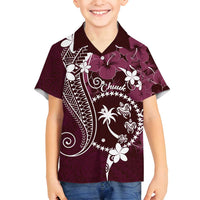 FSM Chuuk Family Matching Summer Maxi Dress and Hawaiian Shirt Turtle Tropical Flowers Polynesian - Pink LT14 Son's Shirt Pink - Polynesian Pride