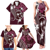 FSM Chuuk Family Matching Tank Maxi Dress and Hawaiian Shirt Turtle Tropical Flowers Polynesian - Pink LT14 - Polynesian Pride