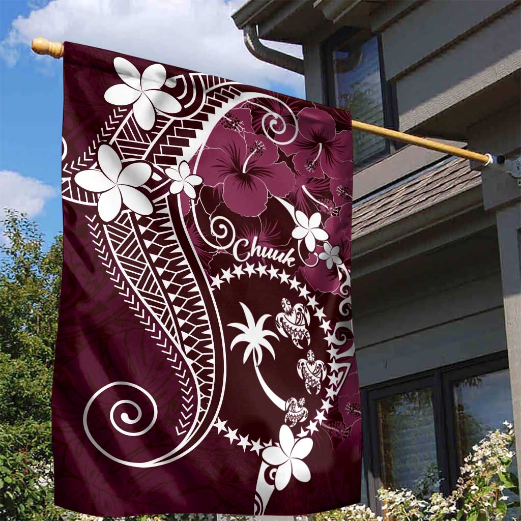 FSM Chuuk Garden Flag Turtle Tropical Flowers Polynesian - Pink LT14 - Polynesian Pride
