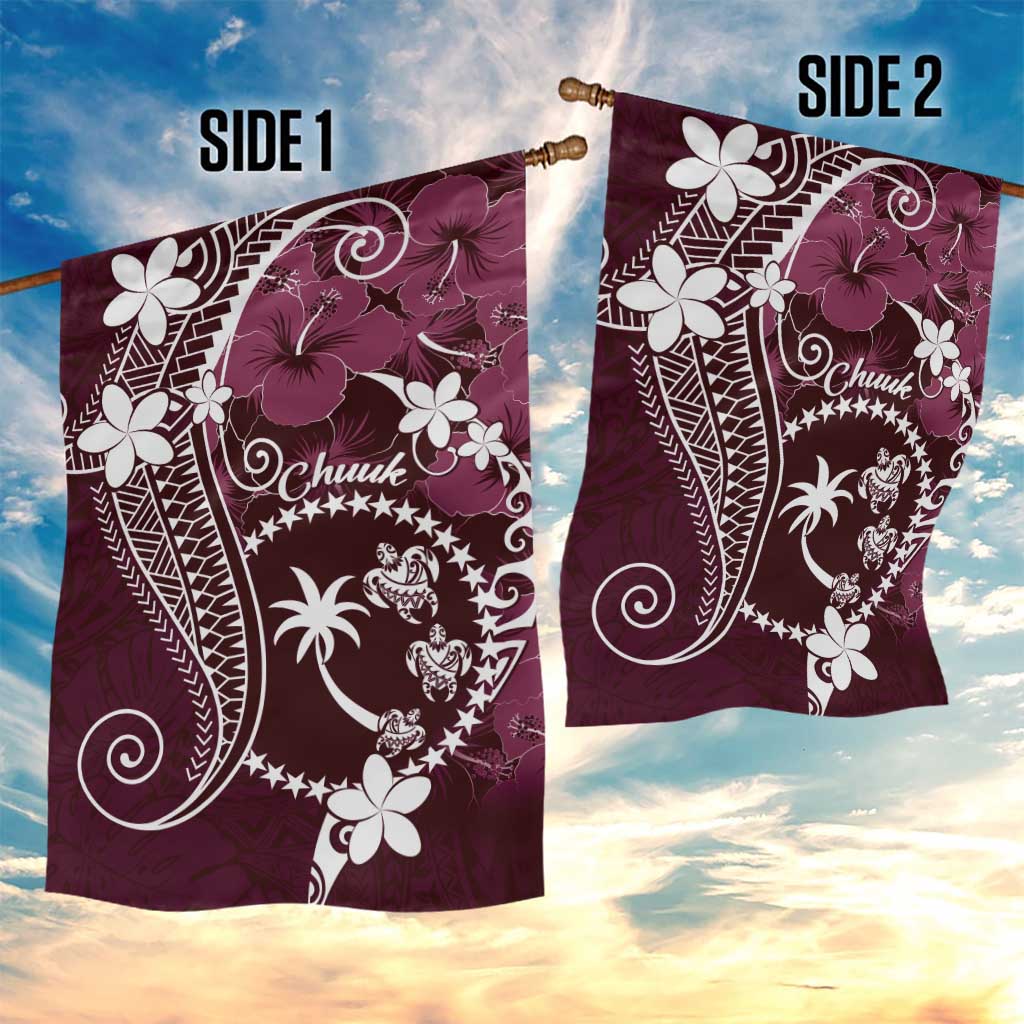 FSM Chuuk Garden Flag Turtle Tropical Flowers Polynesian - Pink LT14 - Polynesian Pride