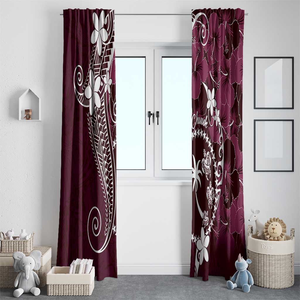 FSM Chuuk Window Curtain Turtle Tropical Flowers Polynesian - Pink
