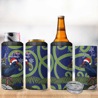 Personalized New Zealand Pukeko Christmas 4 in 1 Can Cooler Tumbler Meri Kirihimete Taniko Ponga Koru Blue LT14 - Polynesian Pride