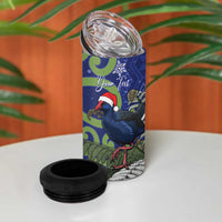 Personalized New Zealand Pukeko Christmas 4 in 1 Can Cooler Tumbler Meri Kirihimete Taniko Ponga Koru Blue LT14 - Polynesian Pride