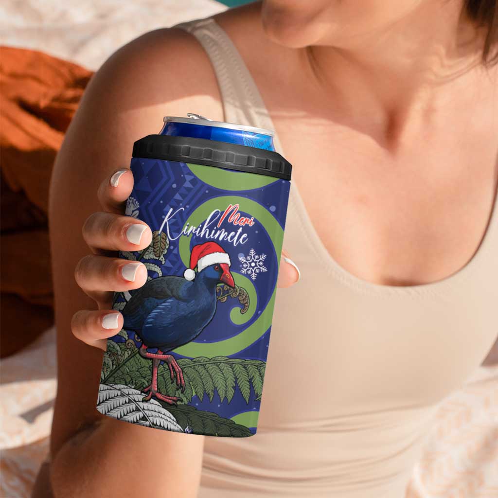 Personalized New Zealand Pukeko Christmas 4 in 1 Can Cooler Tumbler Meri Kirihimete Taniko Ponga Koru Blue LT14 - Polynesian Pride