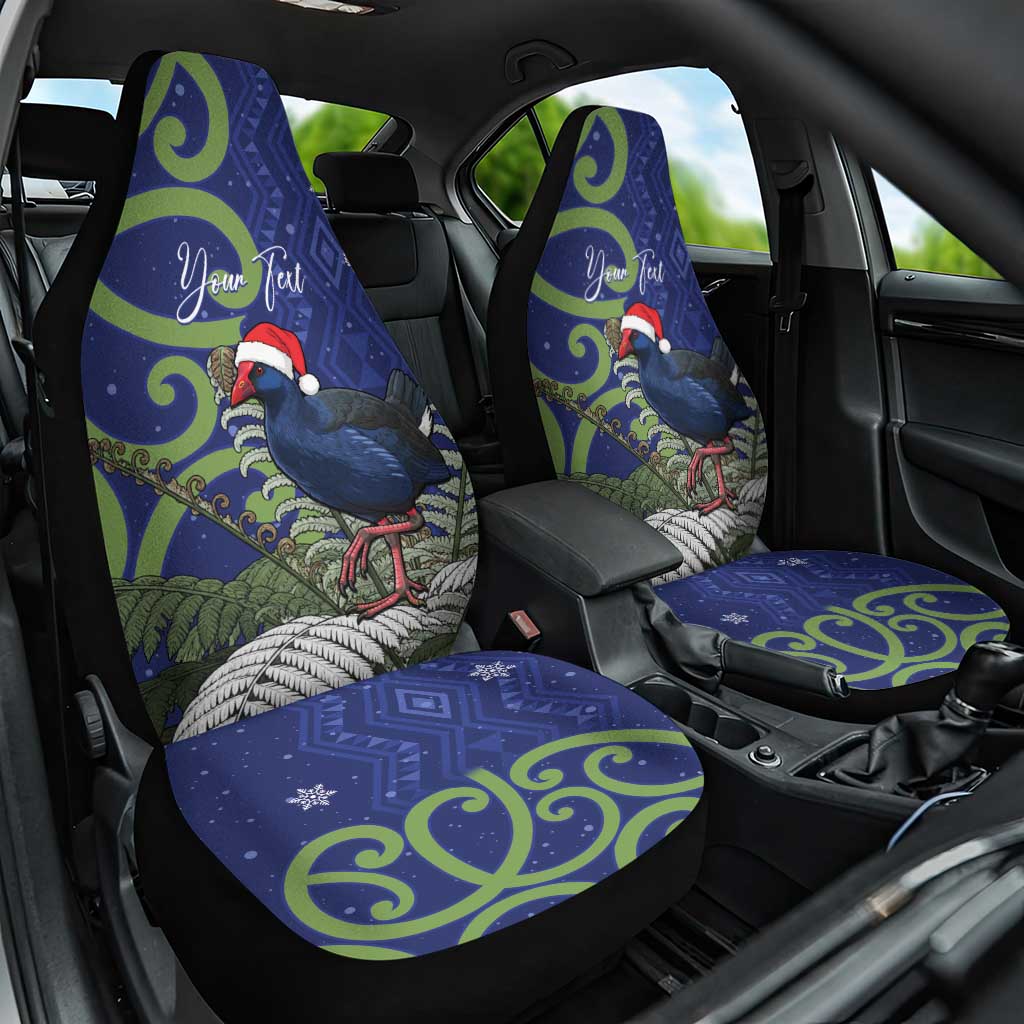 Personalized New Zealand Pukeko Christmas Car Seat Cover Meri Kirihimete Taniko Ponga Koru Blue LT14 One Size Blue - Polynesian Pride