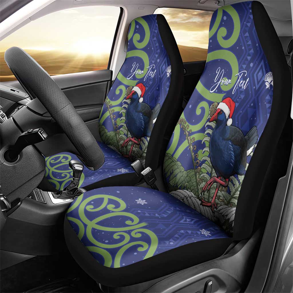 Personalized New Zealand Pukeko Christmas Car Seat Cover Meri Kirihimete Taniko Ponga Koru Blue LT14 - Polynesian Pride