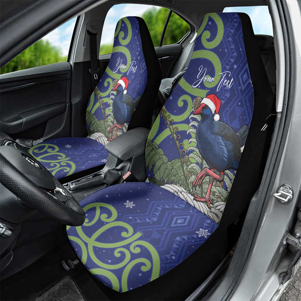 Personalized New Zealand Pukeko Christmas Car Seat Cover Meri Kirihimete Taniko Ponga Koru Blue LT14 - Polynesian Pride