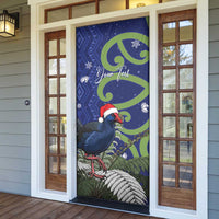Personalized New Zealand Pukeko Christmas Door Cover Meri Kirihimete Taniko Ponga Koru Blue LT14 - Polynesian Pride