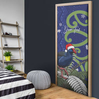 Personalized New Zealand Pukeko Christmas Door Cover Meri Kirihimete Taniko Ponga Koru Blue LT14 - Polynesian Pride
