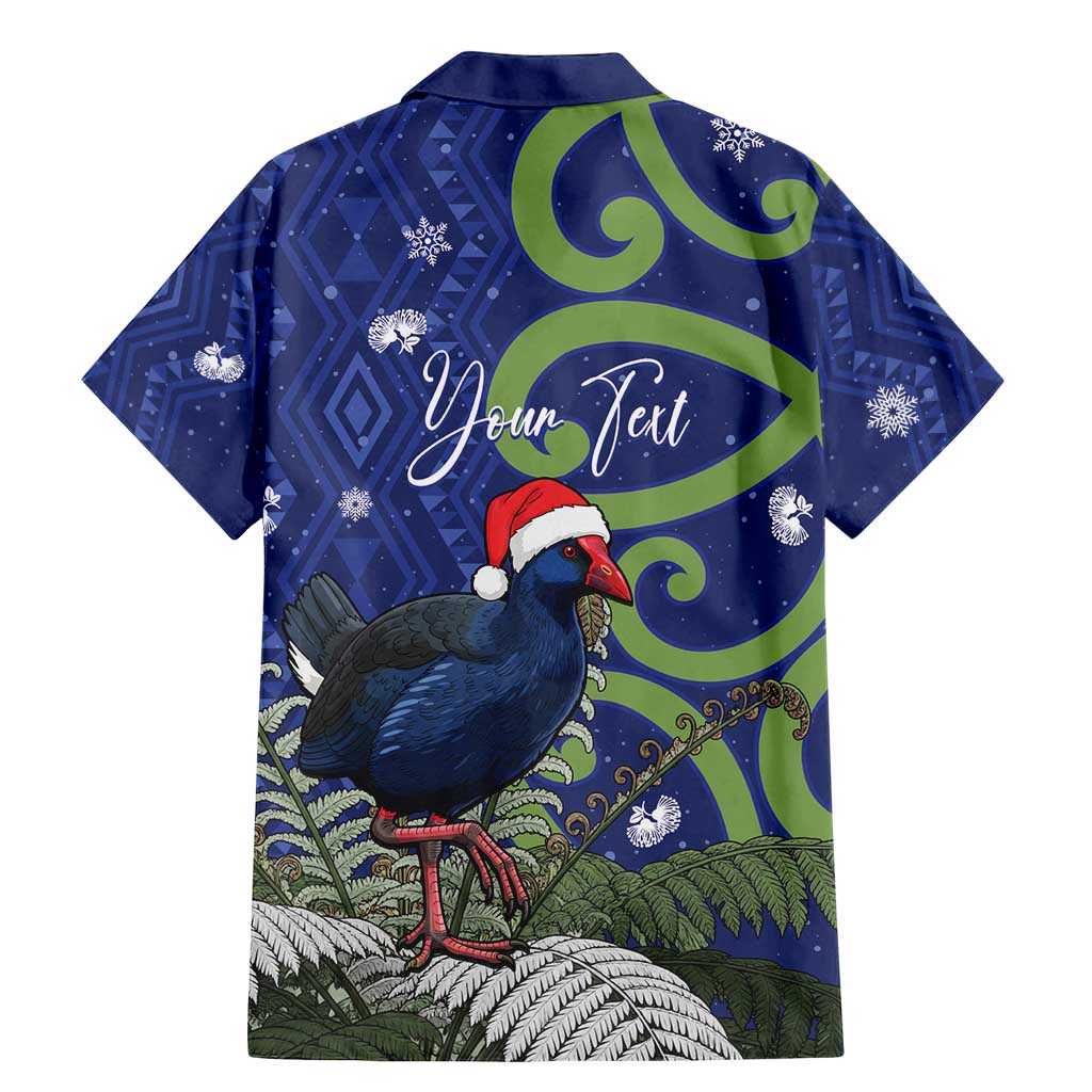 Personalized New Zealand Pukeko Christmas Family Matching Mermaid Dress and Hawaiian Shirt Meri Kirihimete Taniko Ponga Koru Blue LT14 - Polynesian Pride