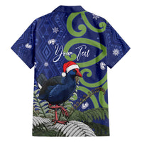 Personalized New Zealand Pukeko Christmas Family Matching Off Shoulder Maxi Dress and Hawaiian Shirt Meri Kirihimete Taniko Ponga Koru Blue LT14 - Polynesian Pride