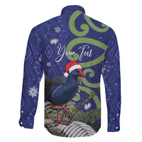 Personalized New Zealand Pukeko Christmas Family Matching Puletasi and Hawaiian Shirt Meri Kirihimete Taniko Ponga Koru Blue LT14 - Polynesian Pride