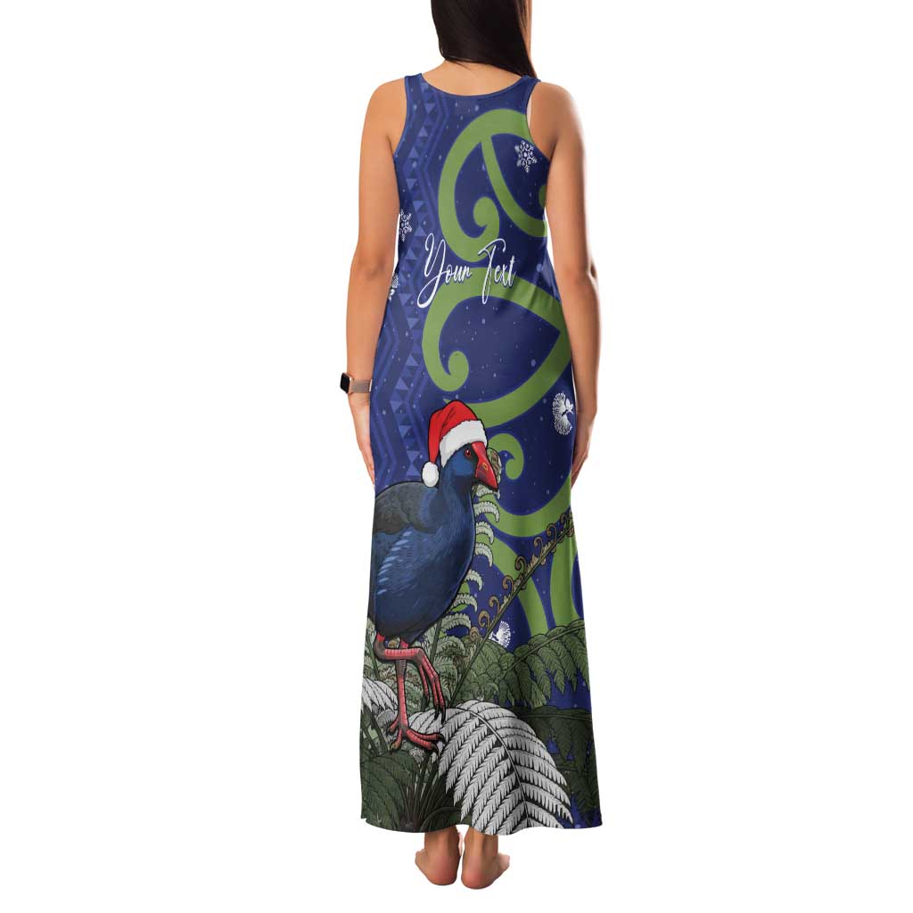 Personalized New Zealand Pukeko Christmas Family Matching Tank Maxi Dress and Hawaiian Shirt Meri Kirihimete Taniko Ponga Koru Blue LT14 - Polynesian Pride