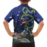 Personalized New Zealand Pukeko Christmas Hawaiian Shirt Meri Kirihimete Taniko Ponga Koru Blue LT14 - Polynesian Pride