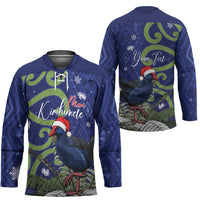 Personalized New Zealand Pukeko Christmas Hockey Jersey Meri Kirihimete Taniko Ponga Koru Blue LT14 - Polynesian Pride