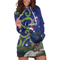 Personalized New Zealand Pukeko Christmas Hoodie Dress Meri Kirihimete Taniko Ponga Koru Blue LT14 Blue - Polynesian Pride