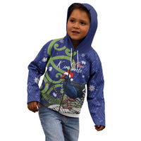 Personalized New Zealand Pukeko Christmas Kid Hoodie Meri Kirihimete Taniko Ponga Koru Blue LT14 - Polynesian Pride