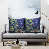 Personalized New Zealand Pukeko Christmas Pillow Cover Meri Kirihimete Taniko Ponga Koru Blue - Polynesian Pride