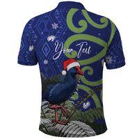 Personalized New Zealand Pukeko Christmas Polo Shirt Meri Kirihimete Taniko Ponga Koru Blue LT14 - Polynesian Pride