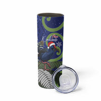 Personalized New Zealand Pukeko Christmas Skinny Tumbler Meri Kirihimete Taniko Ponga Koru Blue LT14 - Polynesian Pride