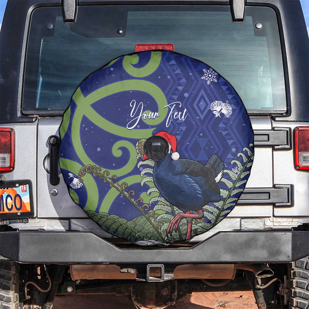 Personalized New Zealand Pukeko Christmas Spare Tire Cover Meri Kirihimete Taniko Ponga Koru Blue LT14 Blue - Polynesian Pride
