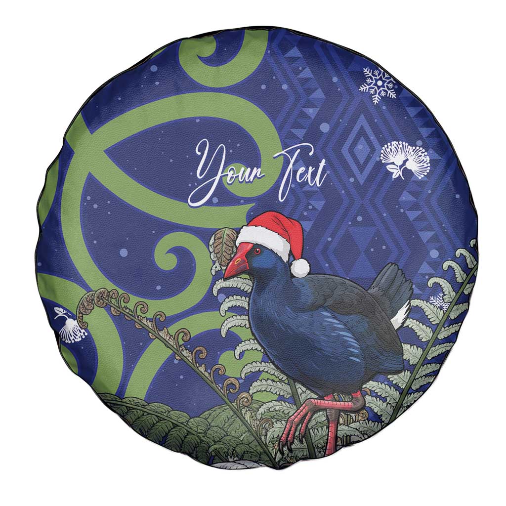 Personalized New Zealand Pukeko Christmas Spare Tire Cover Meri Kirihimete Taniko Ponga Koru Blue LT14 - Polynesian Pride