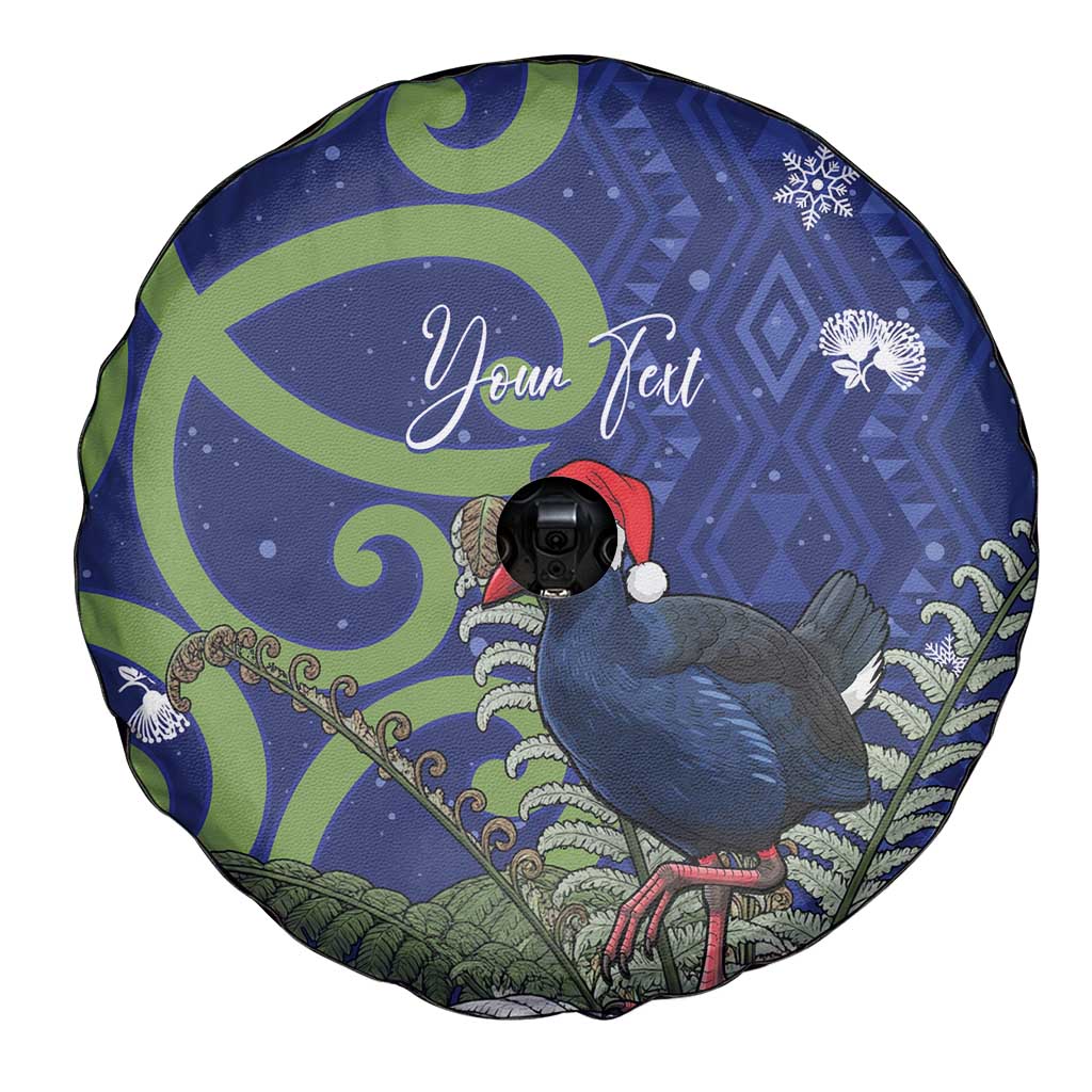 Personalized New Zealand Pukeko Christmas Spare Tire Cover Meri Kirihimete Taniko Ponga Koru Blue LT14 - Polynesian Pride