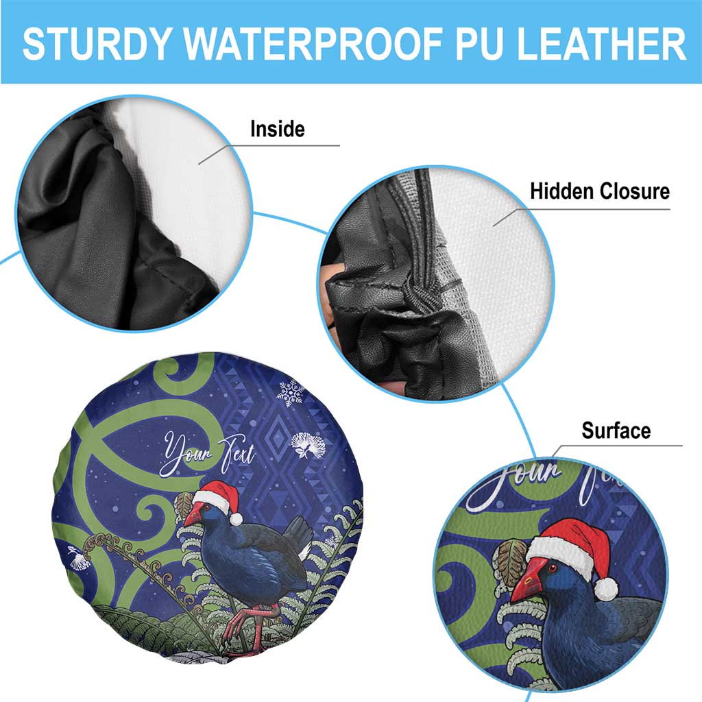 Personalized New Zealand Pukeko Christmas Spare Tire Cover Meri Kirihimete Taniko Ponga Koru Blue LT14 - Polynesian Pride