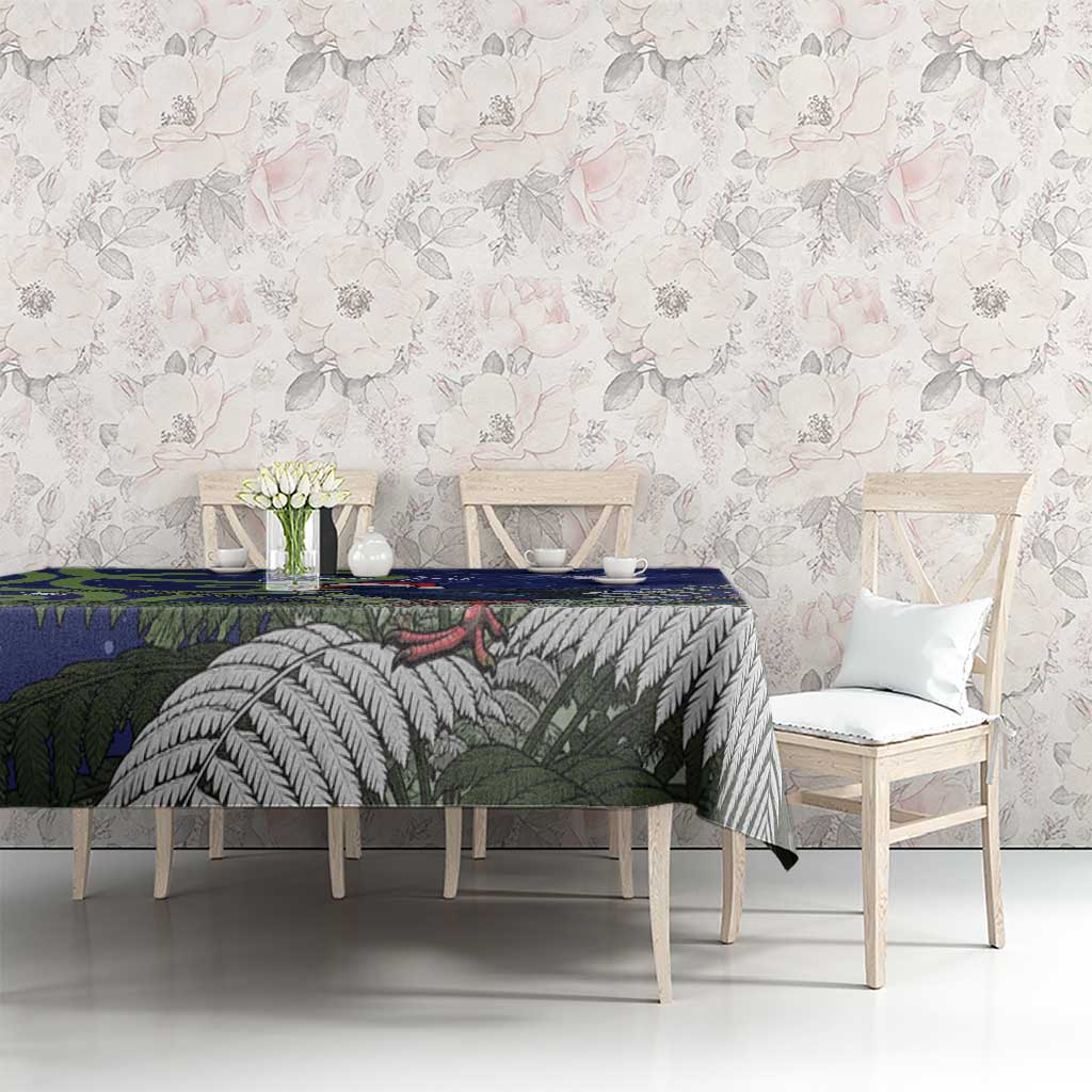 Personalized New Zealand Pukeko Christmas Tablecloth Meri Kirihimete Taniko Ponga Koru Blue - Polynesian Pride