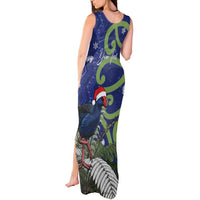 Personalized New Zealand Pukeko Christmas Tank Maxi Dress Meri Kirihimete Taniko Ponga Koru Blue LT14 - Polynesian Pride