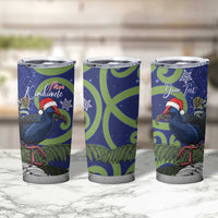 Personalized New Zealand Pukeko Christmas Tumbler Cup Meri Kirihimete Taniko Ponga Koru Blue LT14 - Polynesian Pride