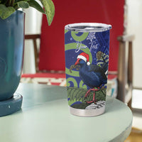 Personalized New Zealand Pukeko Christmas Tumbler Cup Meri Kirihimete Taniko Ponga Koru Blue LT14 - Polynesian Pride
