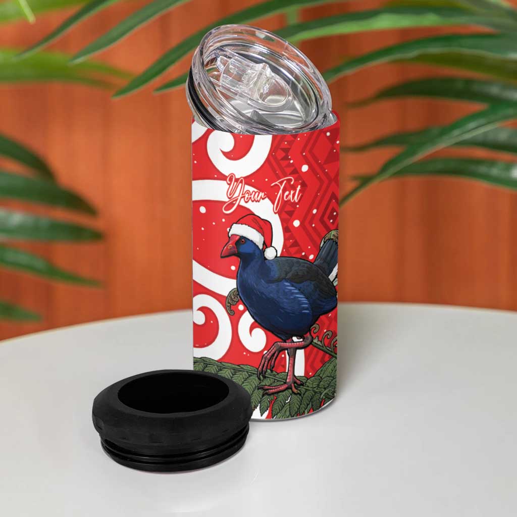 Personalized New Zealand Pukeko Christmas 4 in 1 Can Cooler Tumbler Meri Kirihimete Taniko Ponga Koru Red LT14 - Polynesian Pride