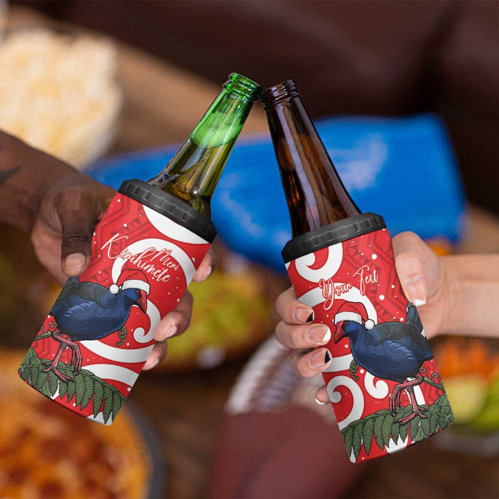 Personalized New Zealand Pukeko Christmas 4 in 1 Can Cooler Tumbler Meri Kirihimete Taniko Ponga Koru Red LT14 - Polynesian Pride