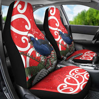 Personalized New Zealand Pukeko Christmas Car Seat Cover Meri Kirihimete Taniko Ponga Koru Red LT14 - Polynesian Pride