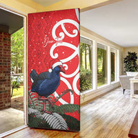 Personalized New Zealand Pukeko Christmas Door Cover Meri Kirihimete Taniko Ponga Koru Red LT14 - Polynesian Pride